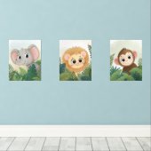 Safari Animal Kinderzimmer Decor Neutral Gender Se Bilderwand Sets (Holzboden)