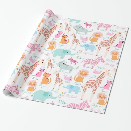 Safari Animal Kinderzimmer Print Geschenkpapier (Ungerollt)