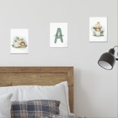 Safari Animal Kinderzimmer Watercolor Erstname Kin Bilderwand Sets (Schlafzimmer)