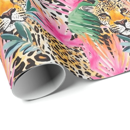 Safari Animal Leopard Colorful Africa Geschenkpapier (Rolleneckpunkt)