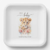 Safari Animal Lion Floral Mutter & Baby Dusche Pappteller (Vorderseite)