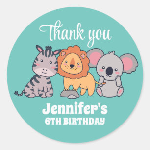 Safari Animal Lion Zebra Koala Kindergeburtstag Pa Runder Aufkleber