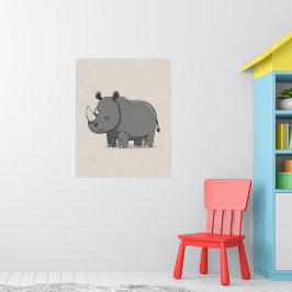 Safari Animal - Minimalistisches Rhino Kinderzimme Poster
