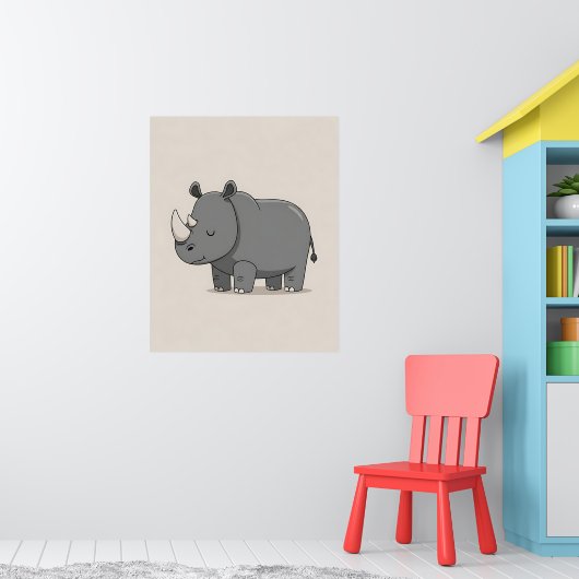 Safari Animal - Minimalistisches Rhino Kinderzimme Poster (Kinderzimmer 1)