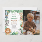 Safari Animal Party Theme für Kinder Einladung (Vorderseite)