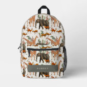 Safari Animal Pattern Elephant Giraffe Bedruckter Rucksack (Vorderseite)