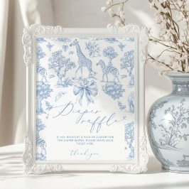 Safari animal Toile de Jouy Diaper Tombola Poster