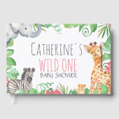 Safari Animal Topical Floral Baby Dusche Willkomme Gästebuch (Vorderseite)