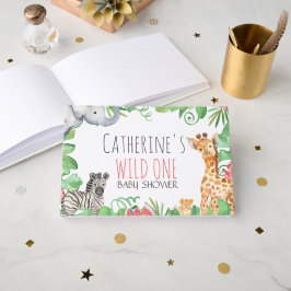 Safari Animal Topical Floral Baby Dusche Willkomme Gästebuch