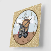 Safari Animal Train Kinderzimmer Clock Quadratische Wanduhr (Winkel)