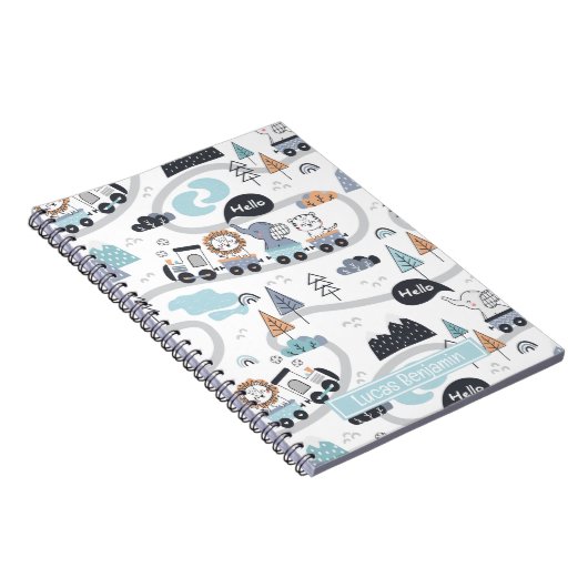 Safari Animal Train Parade Custom Notebook Notizblock (Rechte Seite)