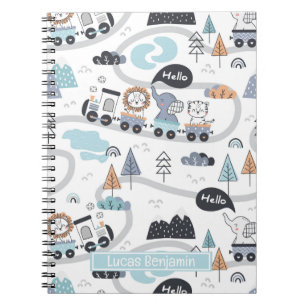 Safari Animal Train Parade Custom Notebook Notizblock