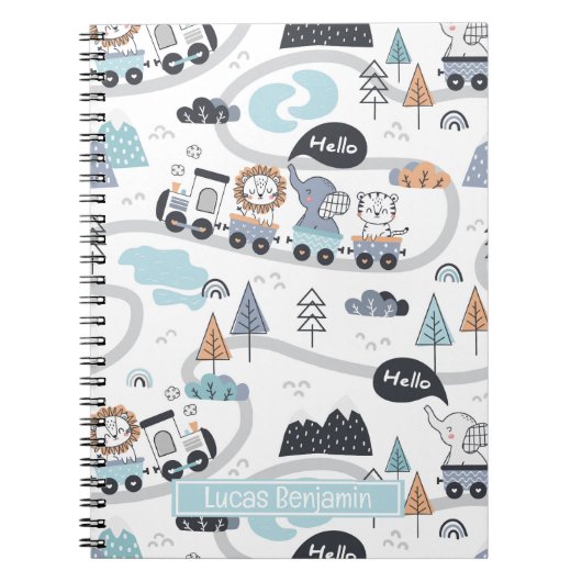 Safari Animal Train Parade Custom Notebook Notizblock (Vorderseite)