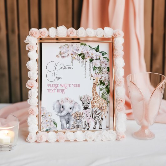 Safari Animal Tropical Blume Baby Dusche Custom Poster