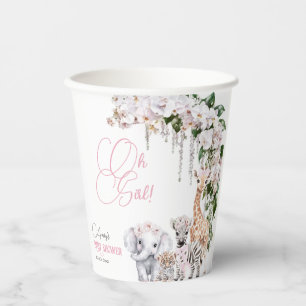 Safari Animal Tropical Blume Pink Baby Dusche Pappbecher