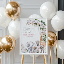 Safari Animal Tropical Blume Pink Baby Dusche