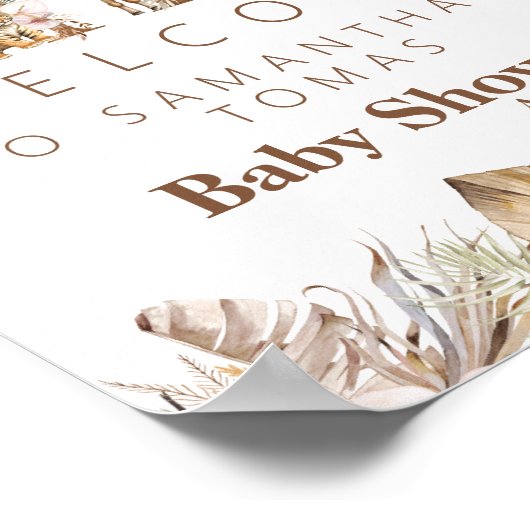 Safari Animal Tropical Floral Girl Babydusche Poster (Ecke)