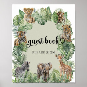 Safari animal Tropical green Gästebuch