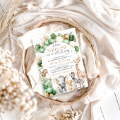 Safari Animal Tropical Green Wild One Baby Dusche Einladung