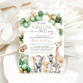 Safari Animal Tropical Green Wild One Baby Dusche Einladung