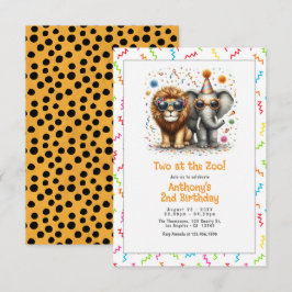 Safari Animal "Two at the Zoo!" 2. Geburtstag Part Einladung