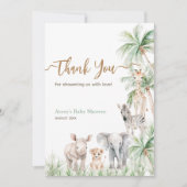 Safari Animal Wild One Baby Boy Dusche Dankeskarte (Vorderseite)