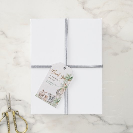 Safari Animal Wild One Baby Boy Dusche Geschenkanhänger (Mit Garn)