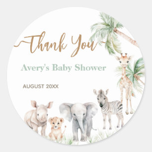 Safari Animal Wild One Baby Boy Dusche Runder Aufkleber