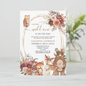 Safari Animal Wild One Fall Pumpkin Baby Shower Einladung (Stehend Vorderseite)