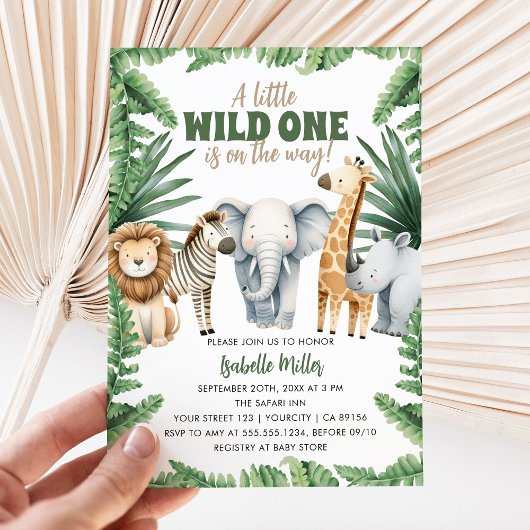 Safari Animal Wild One Gender Neutral Baby Shower Einladung