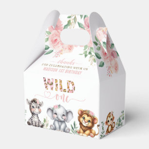 Safari Animal Wild One Pink Floral 1. Geburtstag Geschenkschachtel