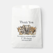Safari Animals 1. Geburtstag Party Vielen Dank Geschenktütchen (Vorderseite)