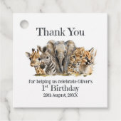 Safari Animals 1. Geburtstag Vielen Dank Geschenkanhänger (Vorderseite)