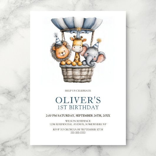 Safari Animals 1st Birthday Party Invitation Einladung