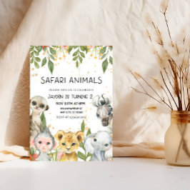 "Safari Animals 2. Geburtstag Junge Einladung