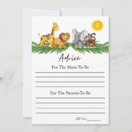 Safari Animals Advice for Baby Shower Game Card Einladung