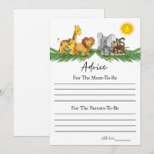 Safari Animals Advice for Baby Shower Game Card Einladung (Vorne/Hinten)