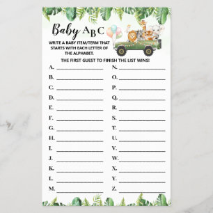 Safari Animals Baby ABC Baby Showspielkarte Flyer