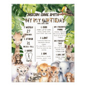 Safari Animals Baby Boy 1. Meilenstein Fotodruck (Vorne)