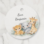 Safari Animals Baby Boy Elephant Lion Giraffe  Geschenkanhänger (Rückseite)
