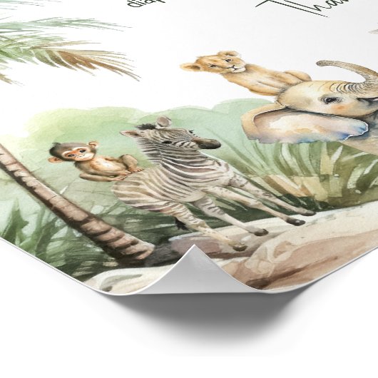 Safari Animals Baby Duschabwascher Raffle-Zeichen Poster (Ecke)