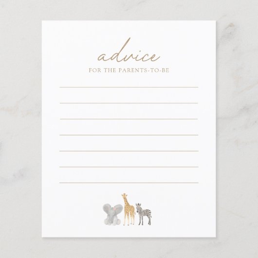 Safari Animals Baby-Duschberatungskarte (Vorderseite)