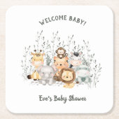Safari Animals Baby Dusche Begrüßungsbaby Rechteckiger Pappuntersetzer (Vorderseite)