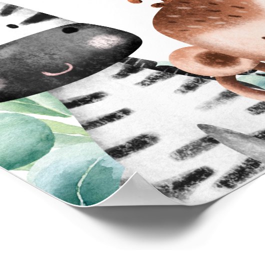 Safari Animals Baby Dusche Begrüßungszeichen Poster (Ecke)