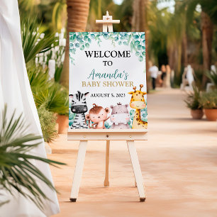 Safari Animals Baby Dusche Begrüßungszeichen Poster