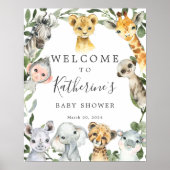 Safari Animals Baby Dusche Begrüßungszeichen Poster (Vorne)