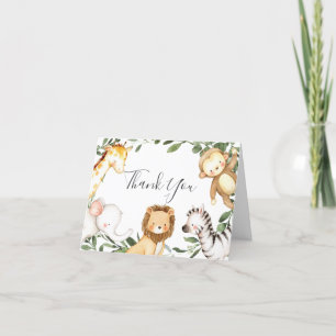Safari Animals Baby Dusche Danke Karte