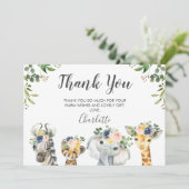 Safari Animals Baby Dusche Danke Karte (Stehend Vorderseite)