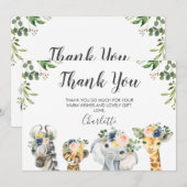 Safari Animals Baby Dusche Danke Karte (Vorne/Hinten)