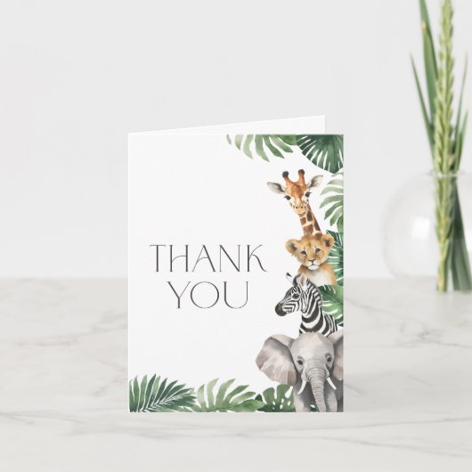 Safari Animals Baby Dusche Dankeskarte (Vorderseite)